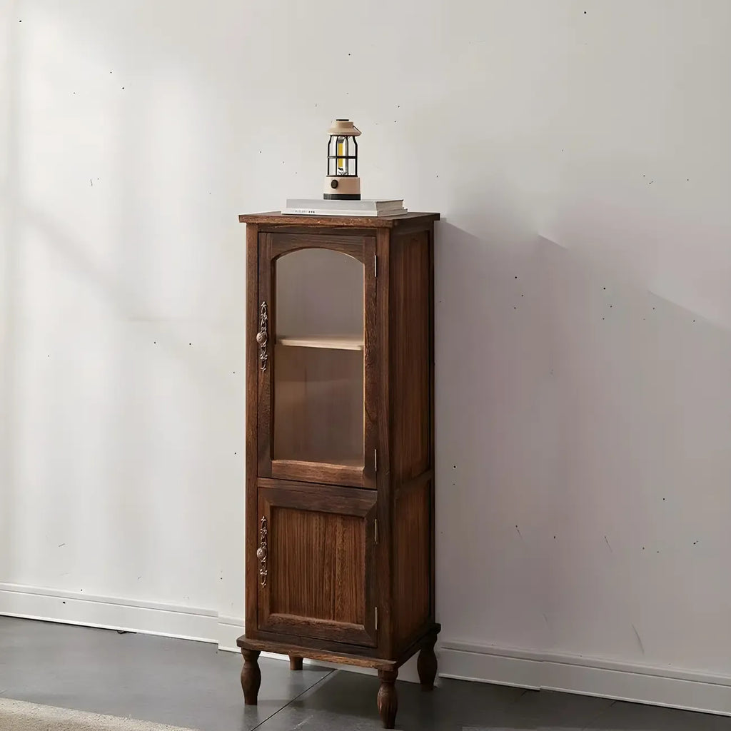 Antique Wooden Storage Walnut Narrow Buffet Cabinet