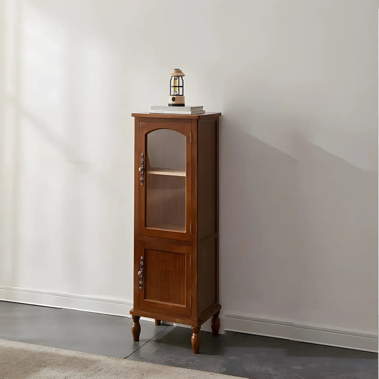 Antique Wooden Storage Walnut Narrow Buffet Cabinet