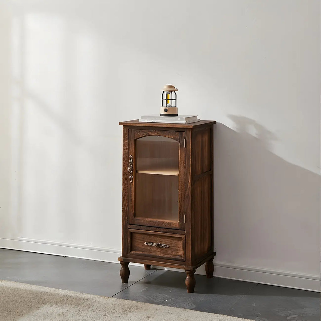 Antique Wooden Storage Walnut Narrow Buffet Cabinet