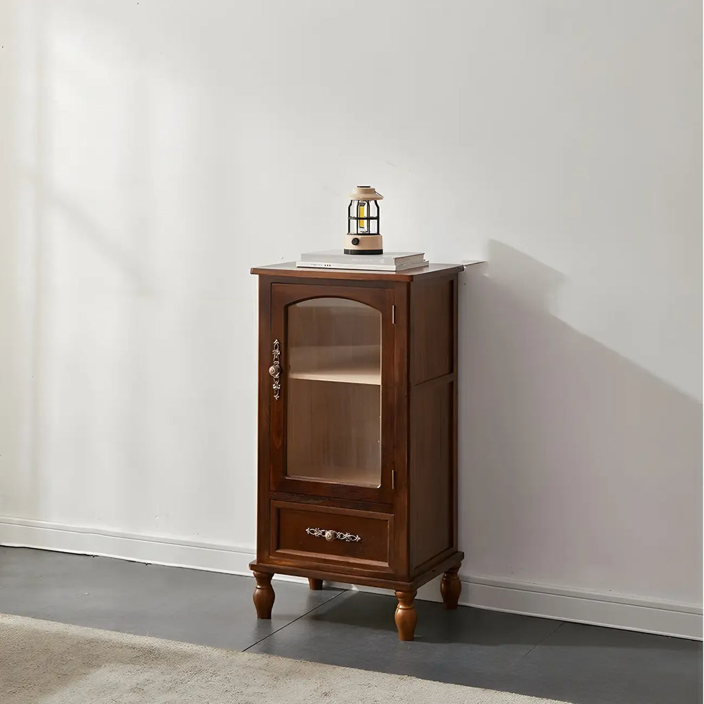 Antique Wooden Storage Walnut Narrow Buffet Cabinet