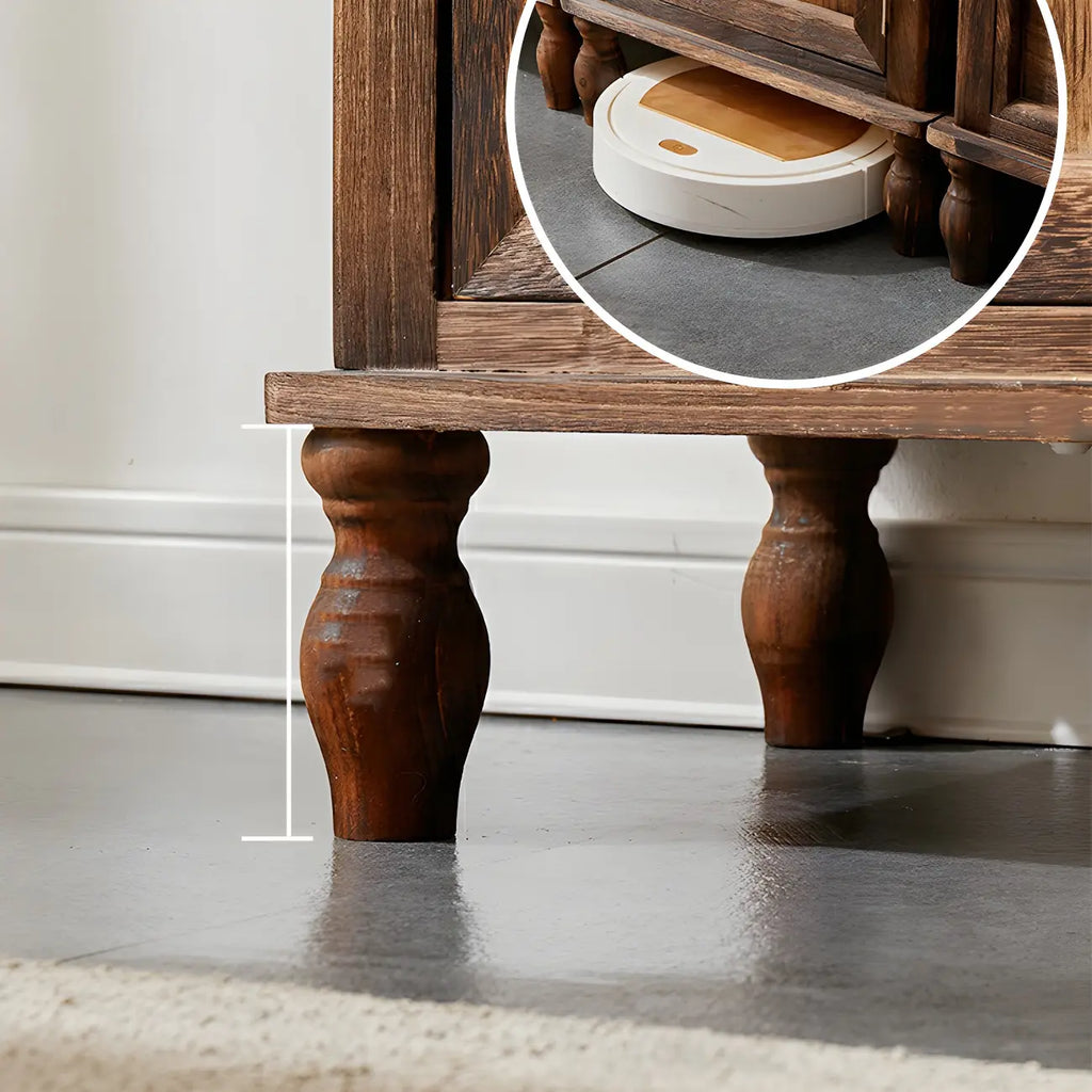 Antique Wooden Storage Walnut Narrow Buffet Cabinet