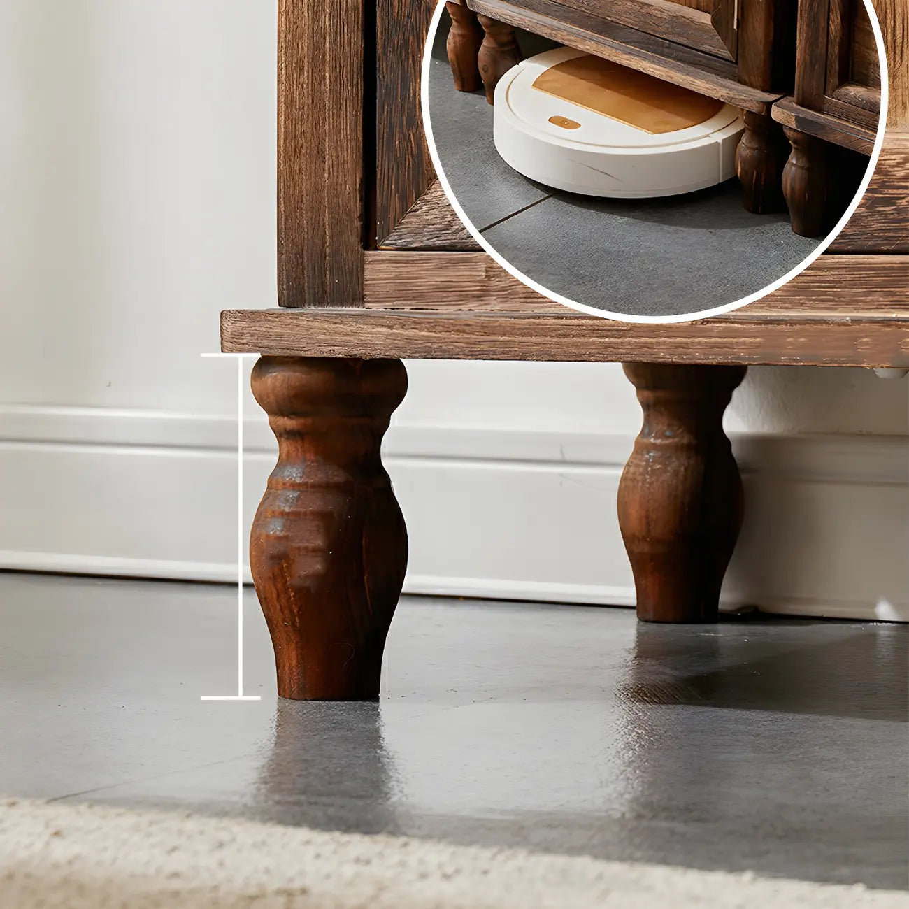 Antique Wooden Storage Walnut Narrow Buffet Cabinet