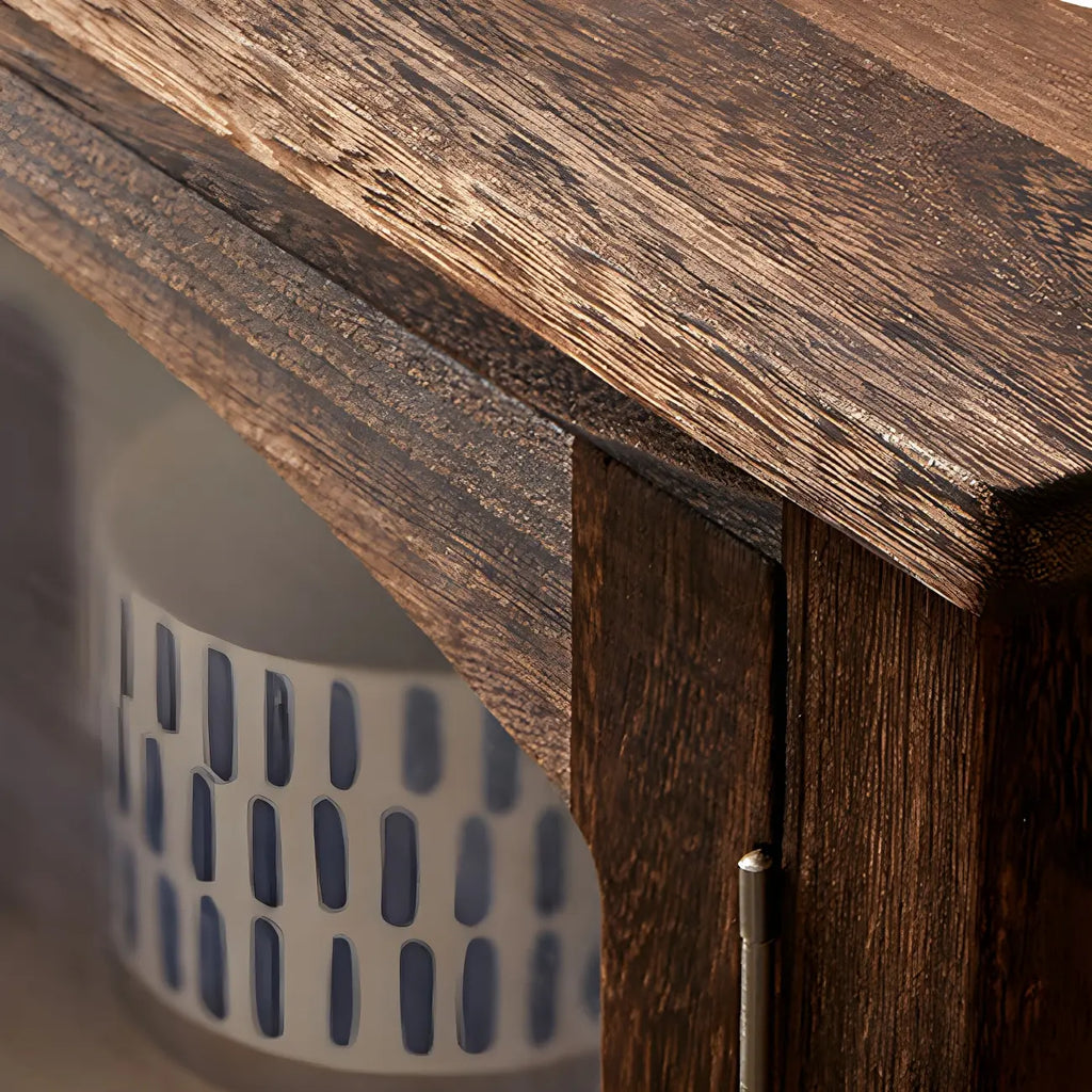 Antique Wooden Storage Walnut Narrow Buffet Cabinet