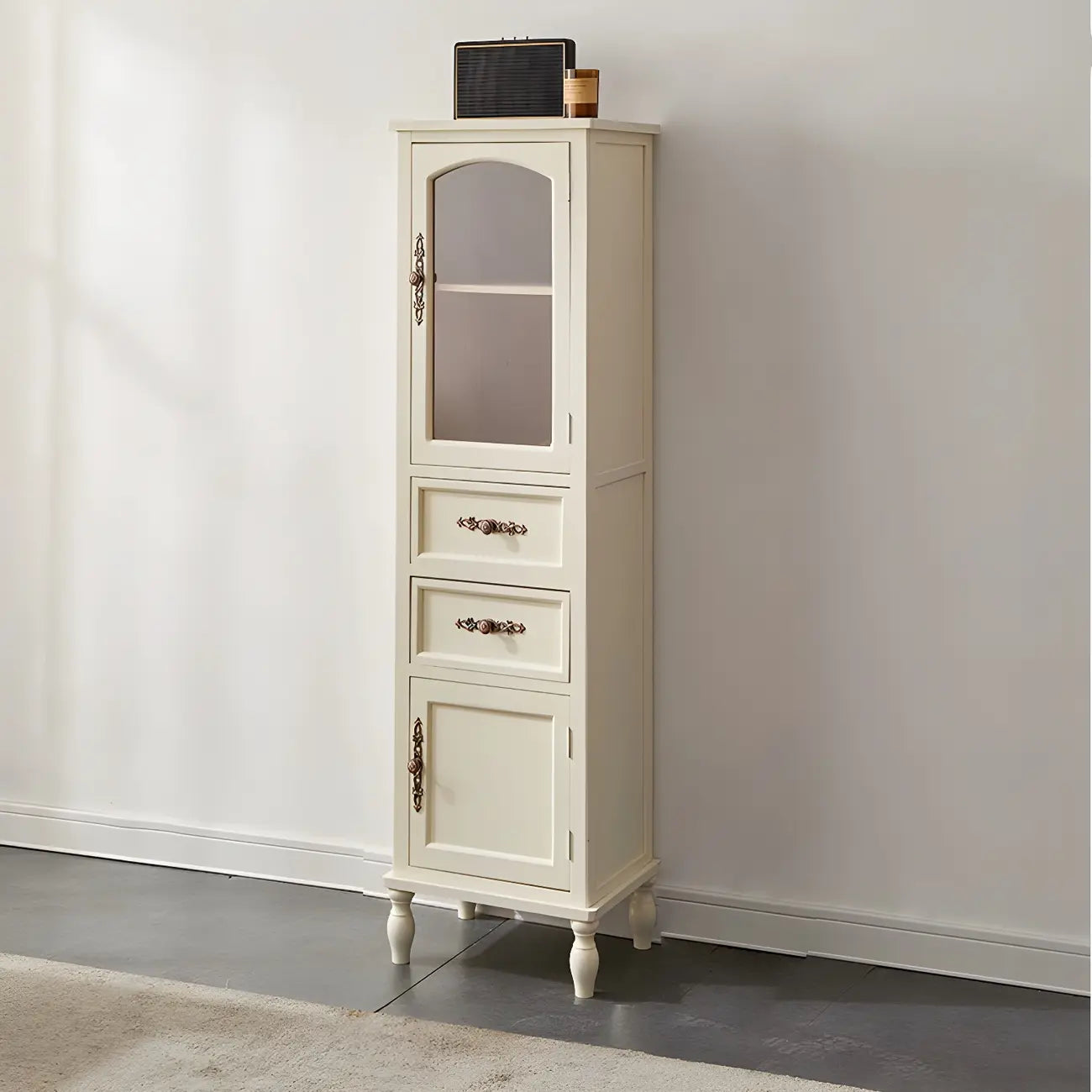 Antique Wooden Storage Walnut Narrow Buffet Cabinet