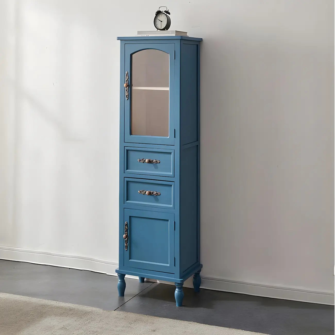 Antique Wooden Storage Walnut Narrow Buffet Cabinet