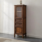 Antique Wooden Storage Walnut Narrow Buffet Cabinet