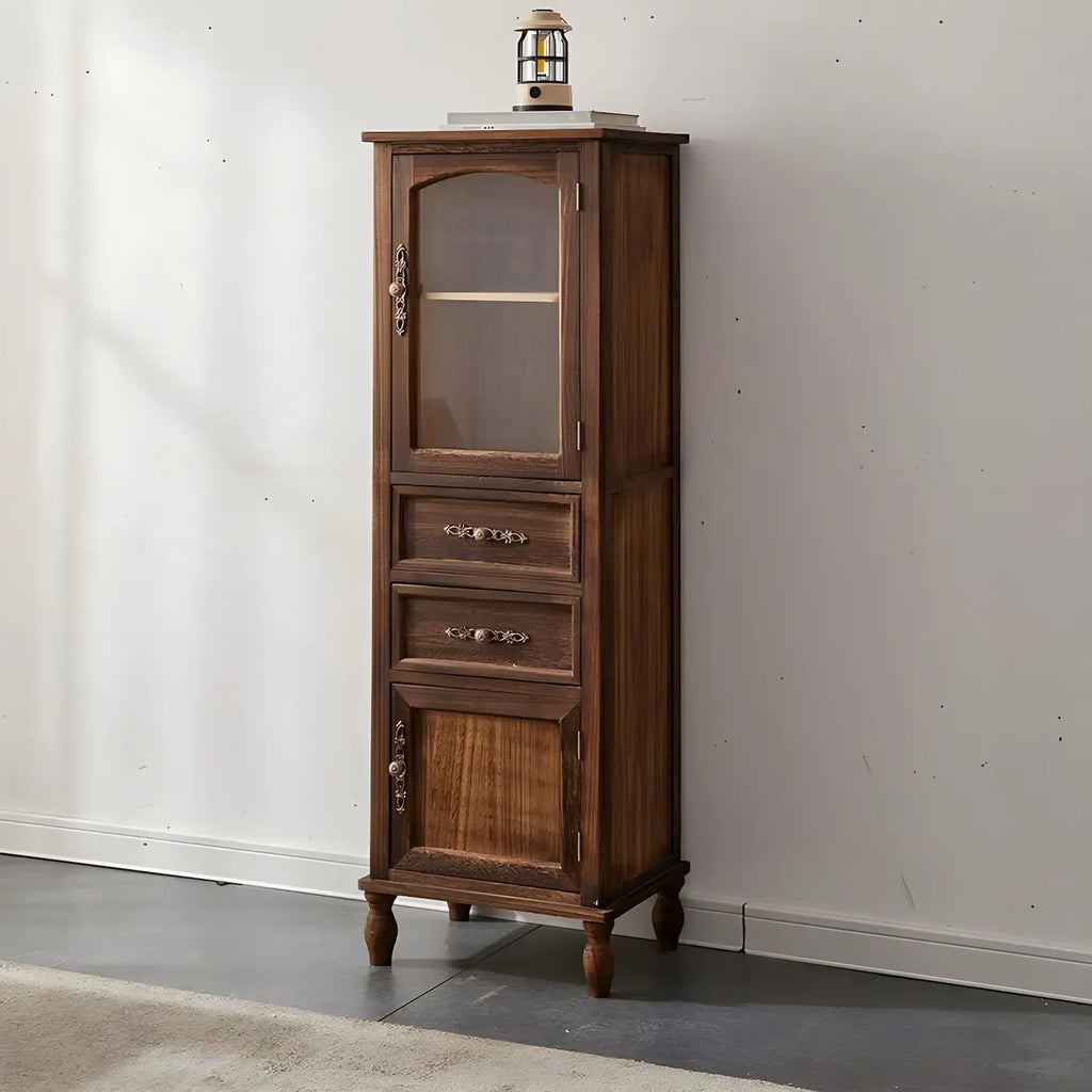 Antique Wooden Storage Walnut Narrow Buffet Cabinet
