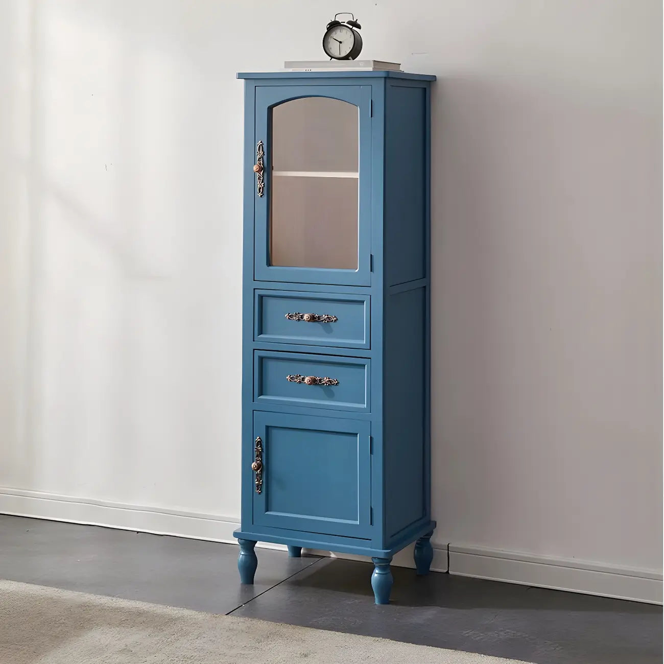 Antique Wooden Storage Walnut Narrow Buffet Cabinet