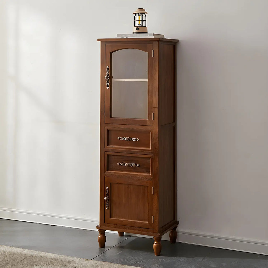 Antique Wooden Storage Walnut Narrow Buffet Cabinet