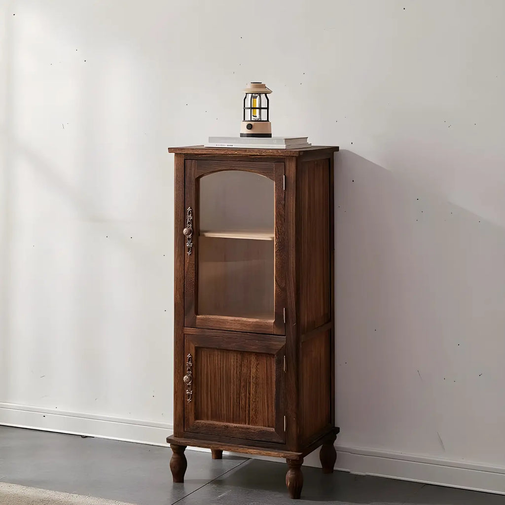 Antique Wooden Storage Walnut Narrow Buffet Cabinet