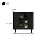 Narrow Black Wooden Glass-Panel Door Buffet Cabinet
