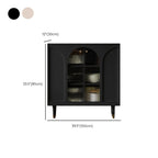 Narrow Black Wooden Glass-Panel Door Buffet Cabinet