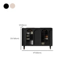 Narrow Black Wooden Glass-Panel Door Buffet Cabinet