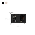 Narrow Black Wooden Glass-Panel Door Buffet Cabinet