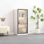 Simple Glass Wood Lighted Display Cabinet for Collections