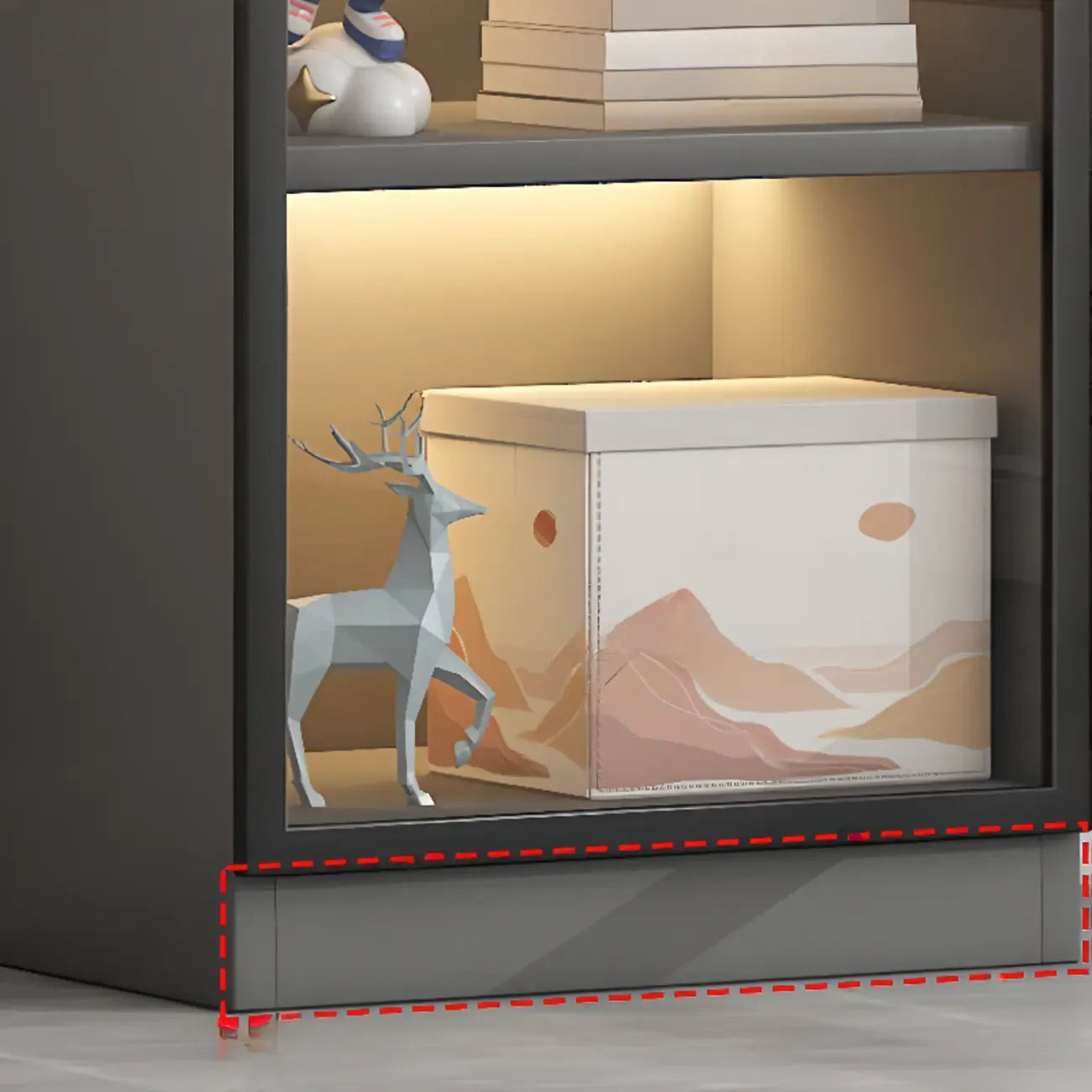 Simple Glass Wood Lighted Display Cabinet for Collections