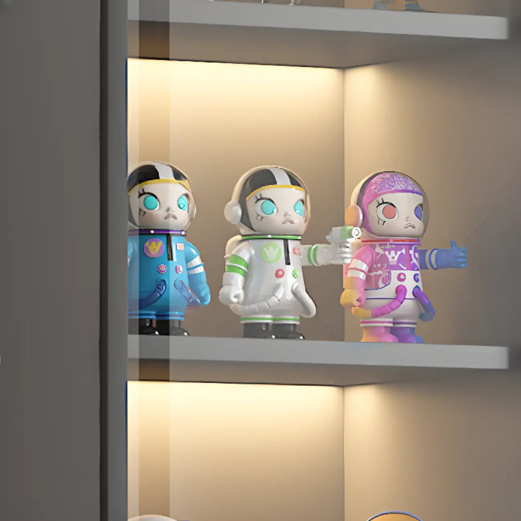 Simple Glass Wood Lighted Display Cabinet for Collections