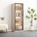 Simple Glass Wood Lighted Display Cabinet for Collections