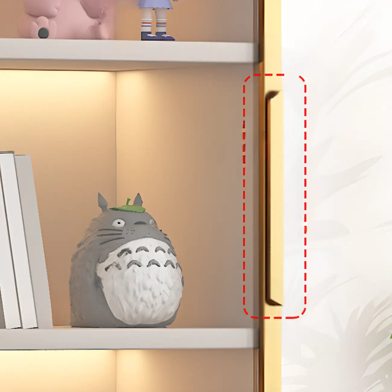 Simple Glass Wood Lighted Display Cabinet for Collections