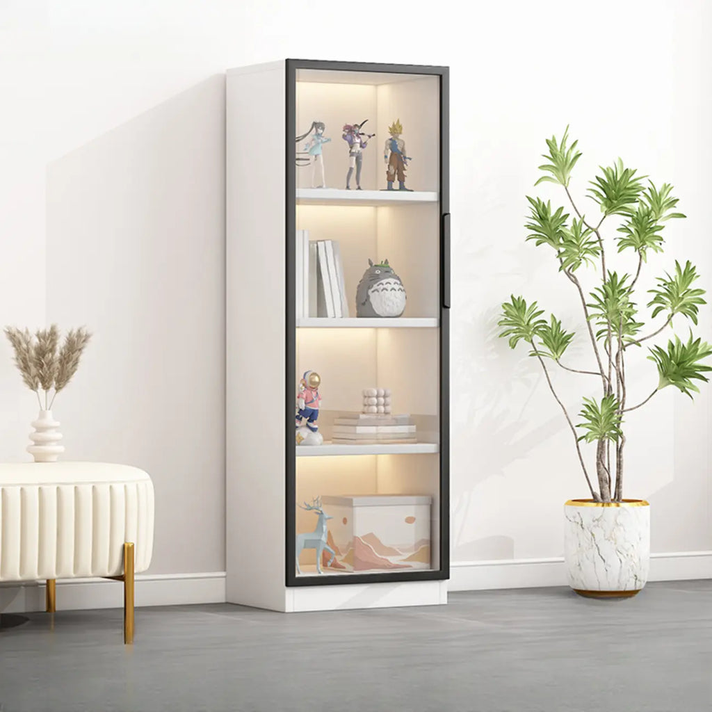 Simple Glass Wood Lighted Display Cabinet for Collections