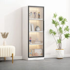 Simple Glass Wood Lighted Display Cabinet for Collections