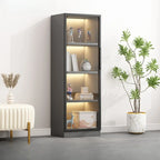 Simple Glass Wood Lighted Display Cabinet for Collections