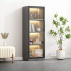 Simple Glass Wood Lighted Display Cabinet for Collections