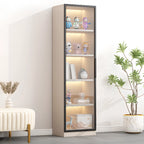 Simple Glass Wood Lighted Display Cabinet for Collections