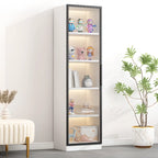 Simple Glass Wood Lighted Display Cabinet for Collections