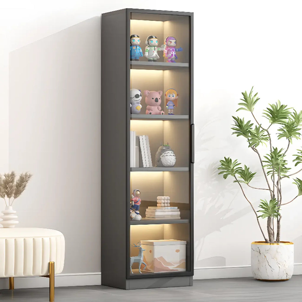 Simple Glass Wood Lighted Display Cabinet for Collections