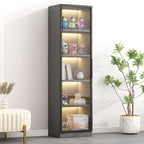 Simple Glass Wood Lighted Display Cabinet for Collections