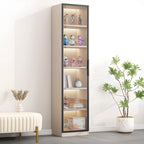 Simple Glass Wood Lighted Display Cabinet for Collections