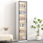 Simple Glass Wood Lighted Display Cabinet for Collections