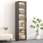 Simple Glass Wood Lighted Display Cabinet for Collections