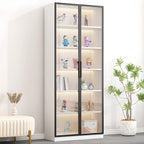 Simple Glass Wood Lighted Display Cabinet for Collections