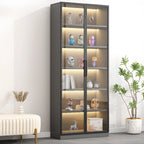 Simple Glass Wood Lighted Display Cabinet for Collections