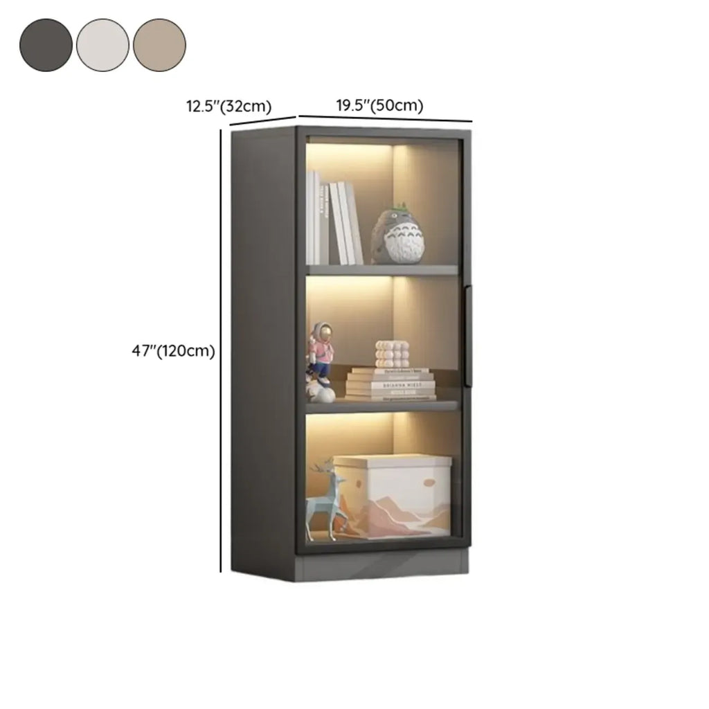 Simple Glass Wood Lighted Display Cabinet for Collections