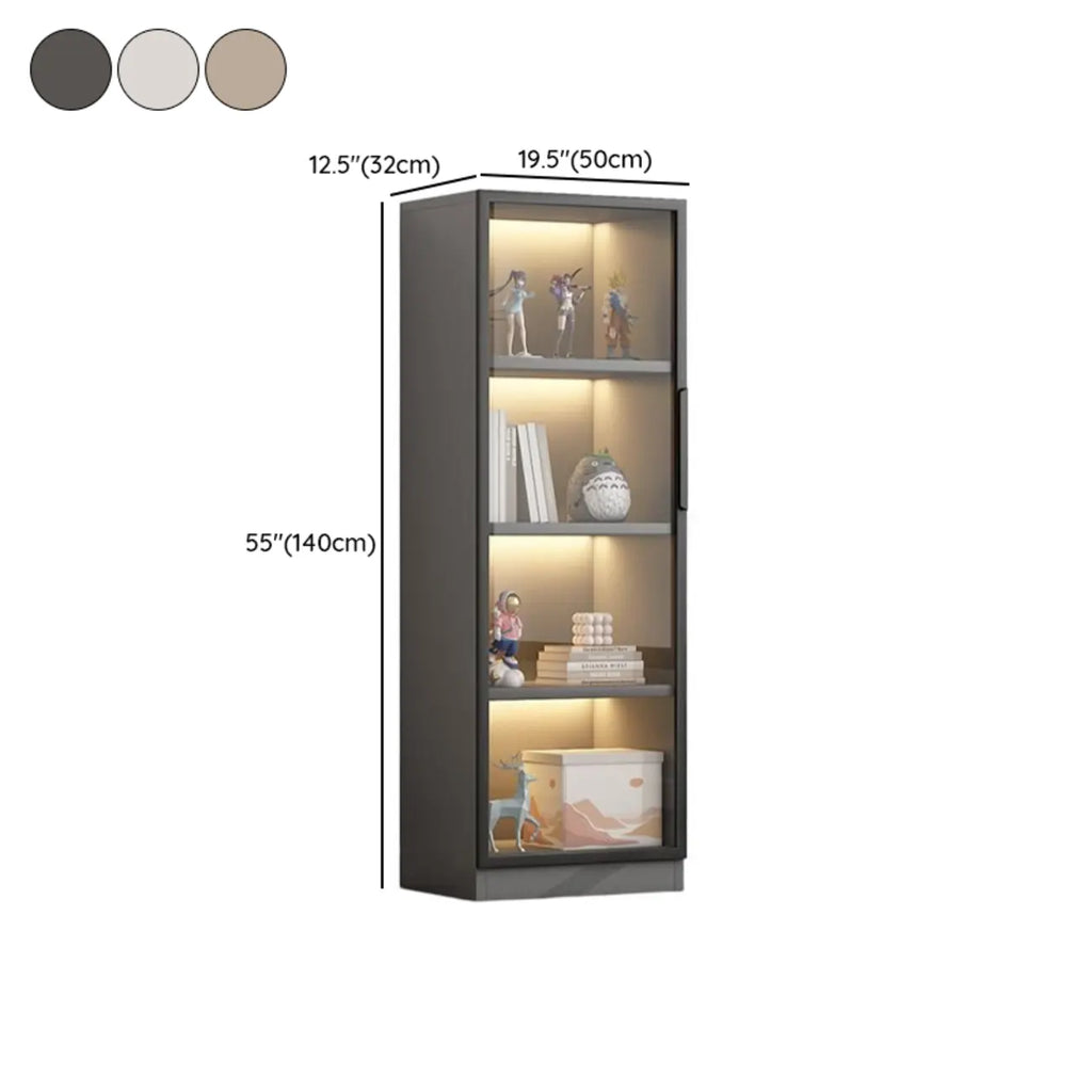 Simple Glass Wood Lighted Display Cabinet for Collections