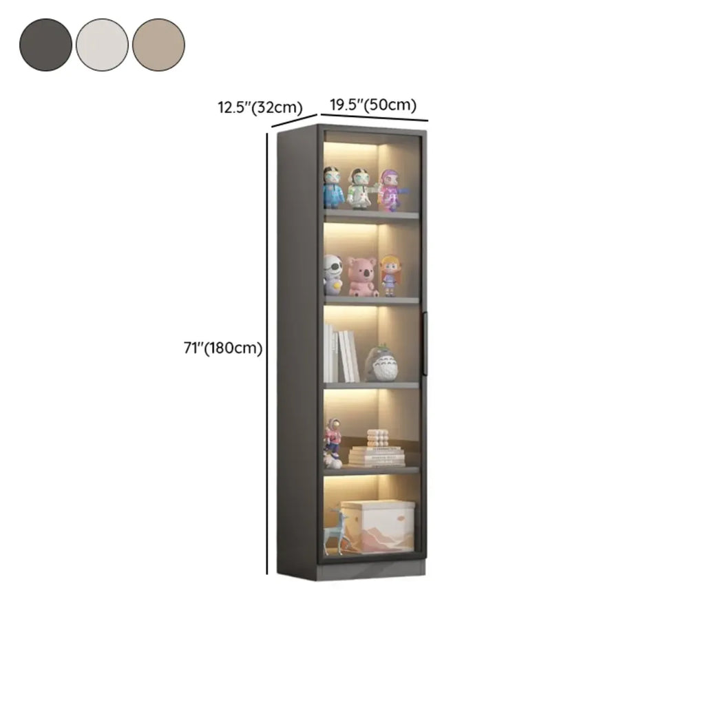 Simple Glass Wood Lighted Display Cabinet for Collections