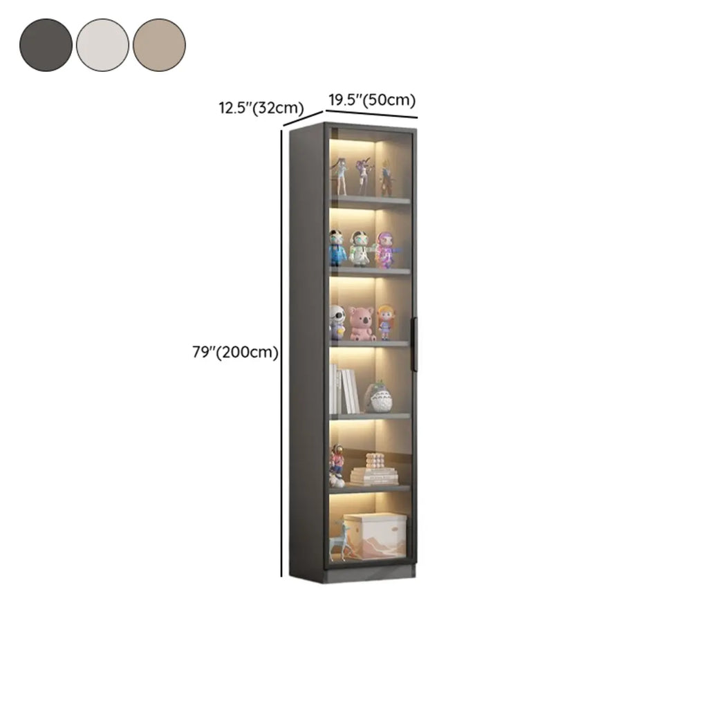 Simple Glass Wood Lighted Display Cabinet for Collections