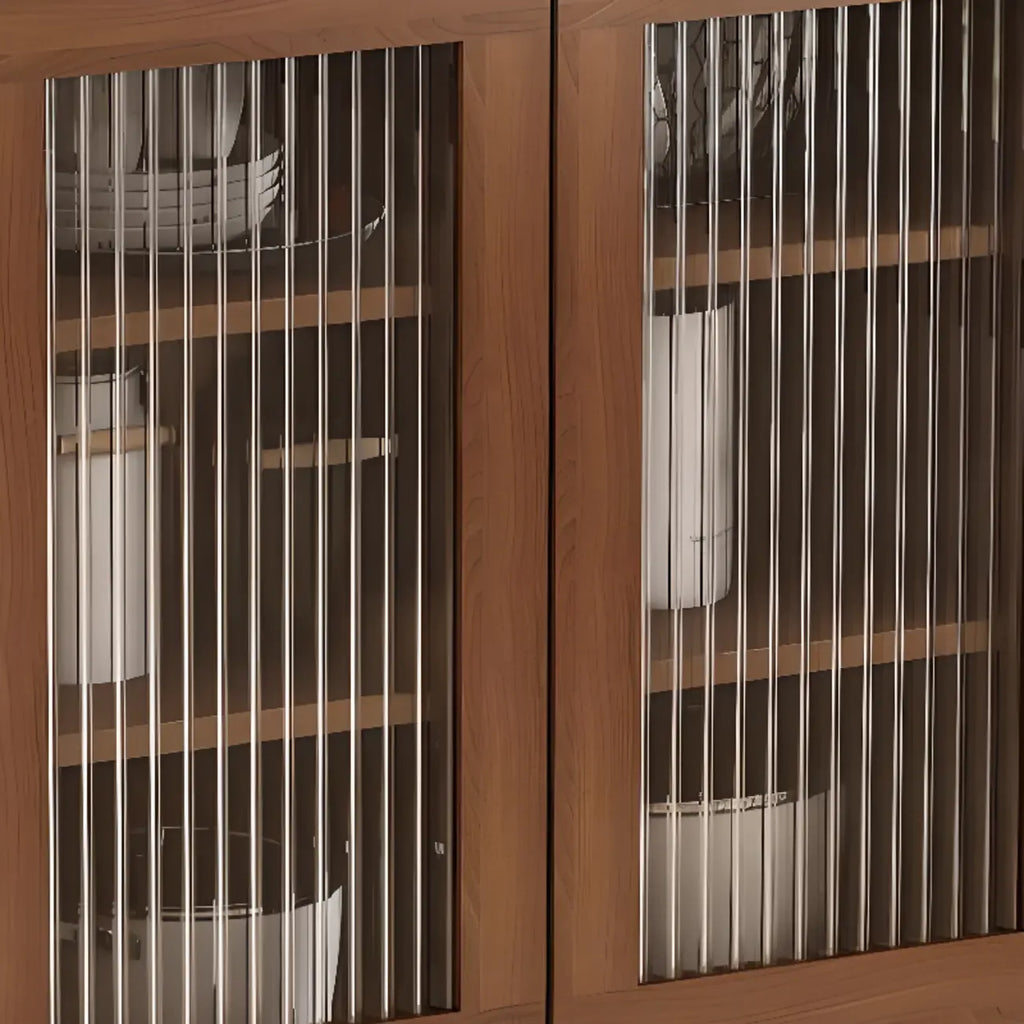 Freestanding Brown Stone-Top Cocoa Wood Sideboard with Doors