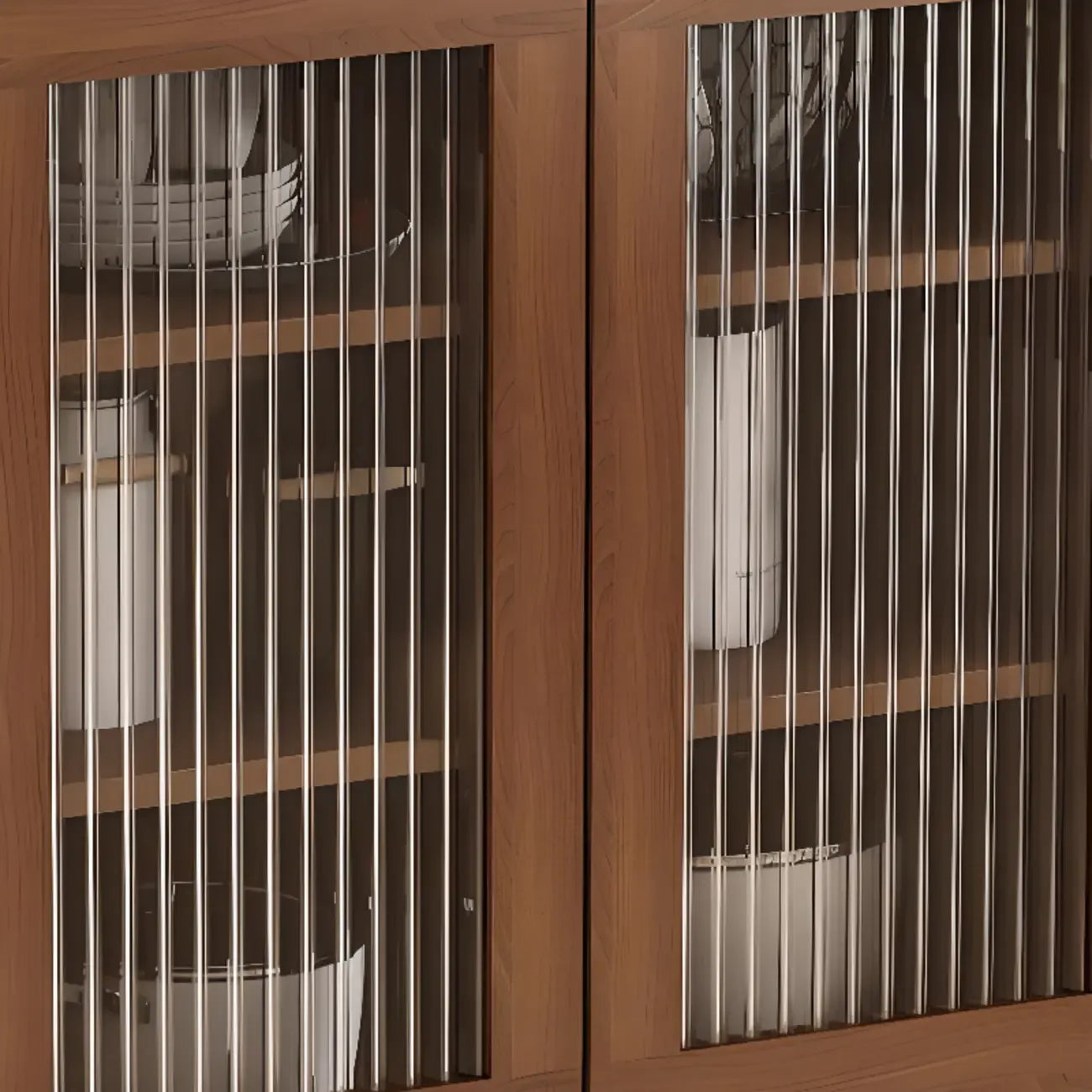 Freestanding Brown Stone-Top Cocoa Wood Sideboard with Doors