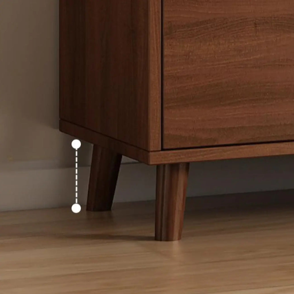 Freestanding Brown Stone-Top Cocoa Wood Sideboard with Doors