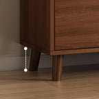 Freestanding Brown Stone-Top Cocoa Wood Sideboard with Doors