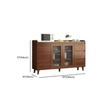 Freestanding Brown Stone-Top Cocoa Wood Sideboard with Doors