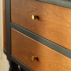 Natural Wood Live Edge Entrance Table with 2 Cabinets and 3 Shelves