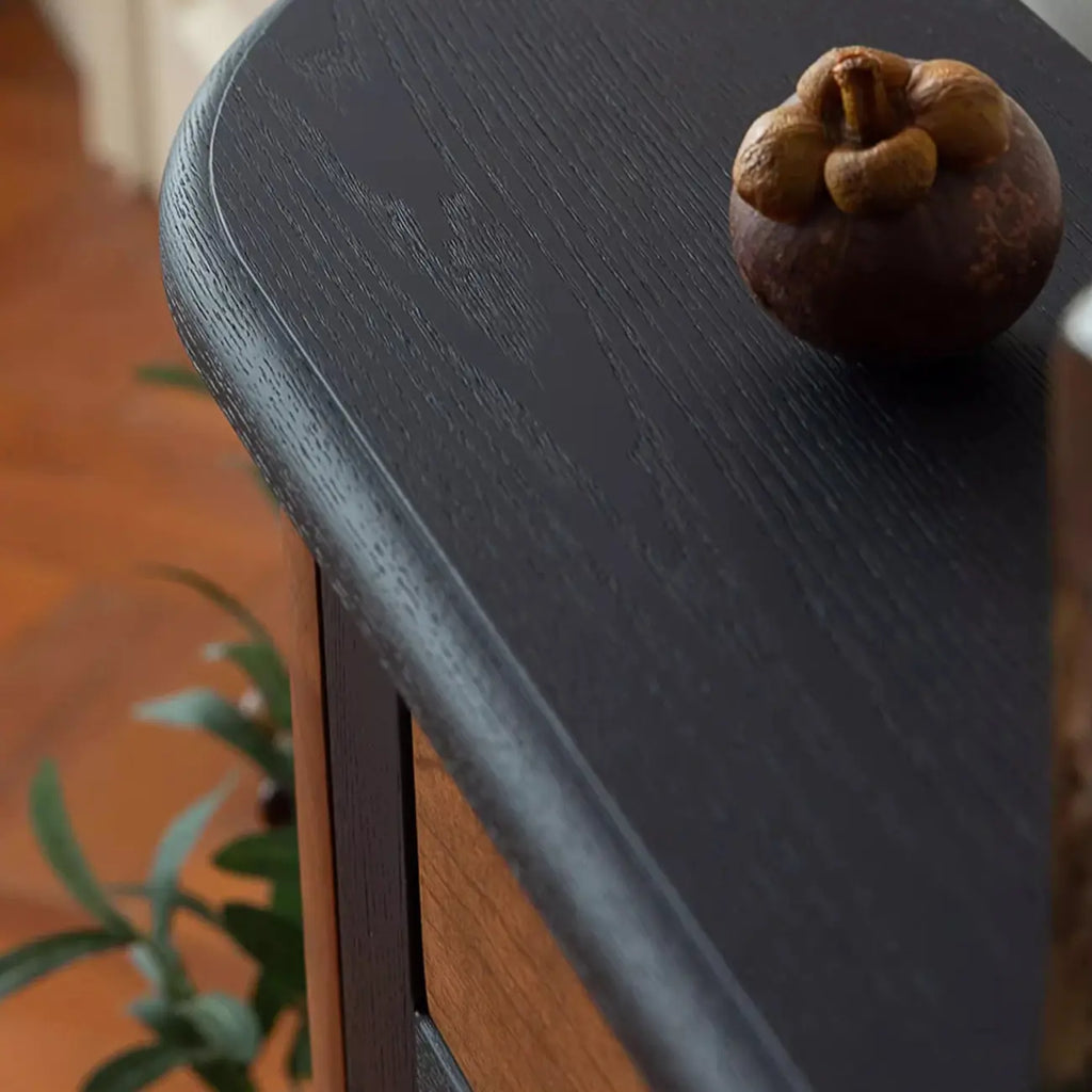Natural Wood Live Edge Entrance Table with 2 Cabinets and 3 Shelves