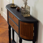 Natural Wood Live Edge Entrance Table with 2 Cabinets and 3 Shelves