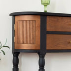 Natural Wood Live Edge Entrance Table with 2 Cabinets and 3 Shelves