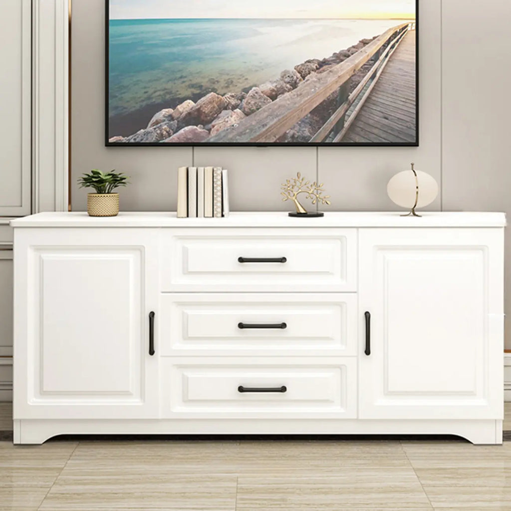 Modern Rectangular White 3-Drawer Wooden TV Stand